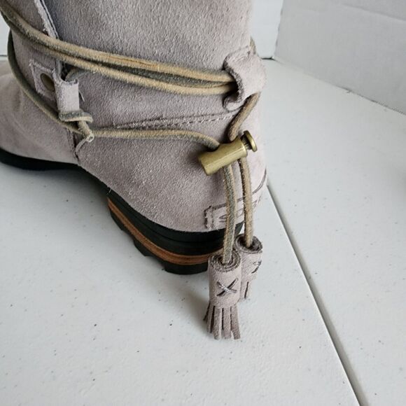 Sorel Farah Short Boot Womens 6.5 Gray Lasso Tassel Western Boho Ankle - Picture 8 of 12